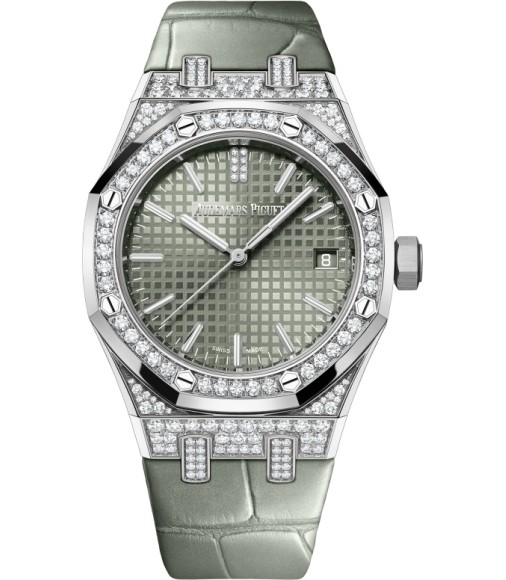 Audemars Piguet Royal Oak Selfwinding 37 White Gold Diamond Green Strap