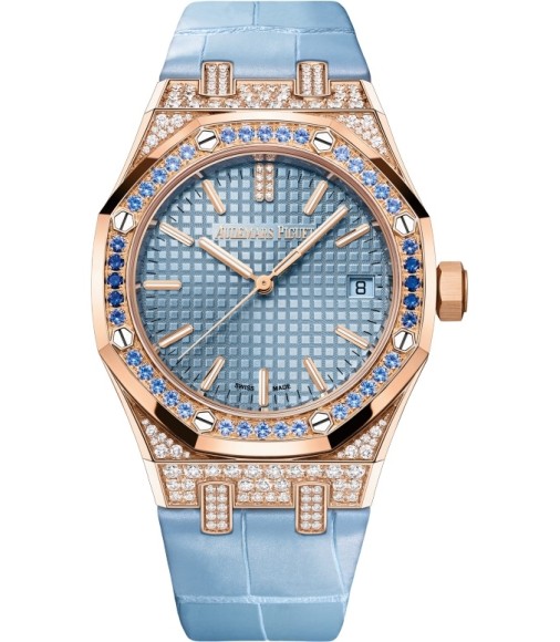 Audemars Piguet Royal Oak 15551OR.ZS.D344CR.01 - Pink Gold, Sapphires, Green Strap