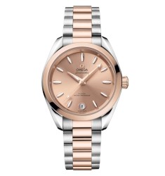 Omega 220.20.34.20.10.001 : Seamaster Aqua Terra 150M Shades Master Chronometer 34 Stainless Steel - Sedna Gold / Rose / Bracelet