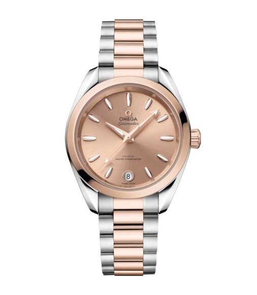 Omega 220.20.34.20.10.001 : Seamaster Aqua Terra 150M Shades Master Chronometer 34 Stainless Steel - Sedna Gold / Rose / Bracelet Omega 220.20.34.20.10.001 : Seamaster Aqua Terra 150M Shades Master Chronometer 34 Stainless Steel - Sedna Gold / Rose / Bracelet