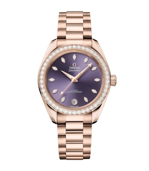 Omega 220.55.34.20.60.001 : Seamaster Aqua Terra 150M Shades Master Chronometer 34 Sedna Gold - Diamond / Lavender / Bracelet