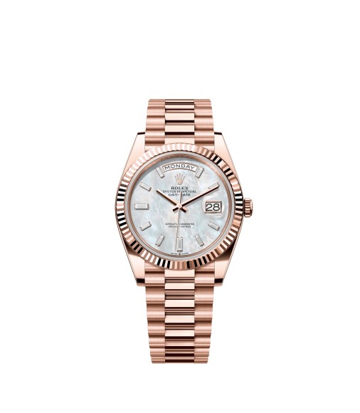 Rolex 228235-0056 Day-Date 40 Everose MOP Baguette Watch