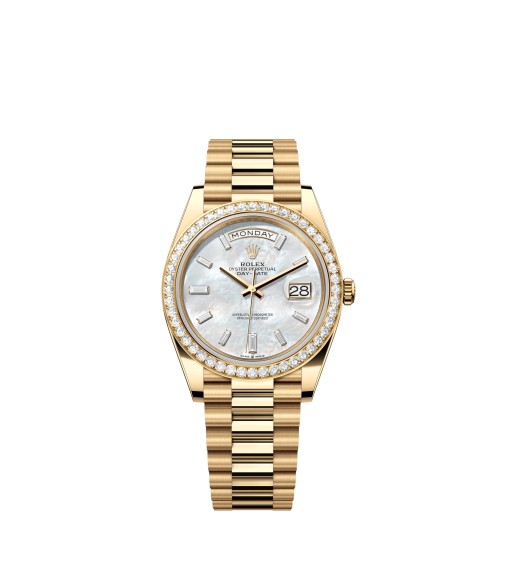 Rolex 228348RBR-0046 Day-Date 40 Yellow Gold Diamond MOP Baguette Watch
