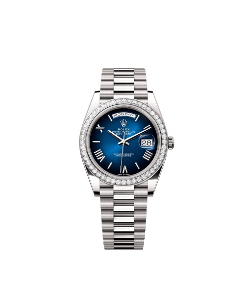 Rolex 228349RBR-0045 Day-Date 40 White Gold Diamond Blue Ombré Watch