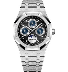 Audemars Piguet Royal Oak Perpetual Calendar 41 Frosted White Gold Black