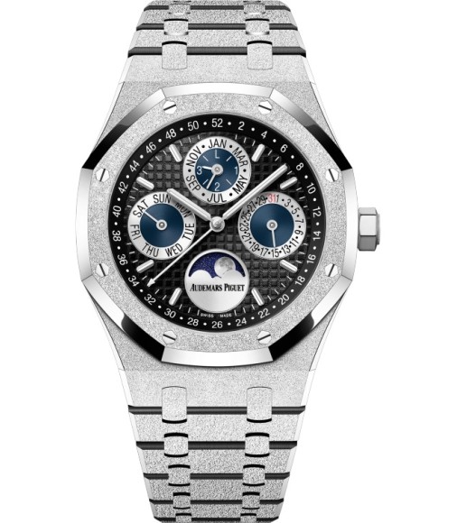 Audemars Piguet Royal Oak Perpetual Calendar 41 Frosted White Gold Black