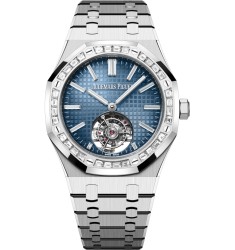 Audemars Piguet Royal Oak Self-Winding Flying Tourbillon White Gold - Baguette / Smoked Blue