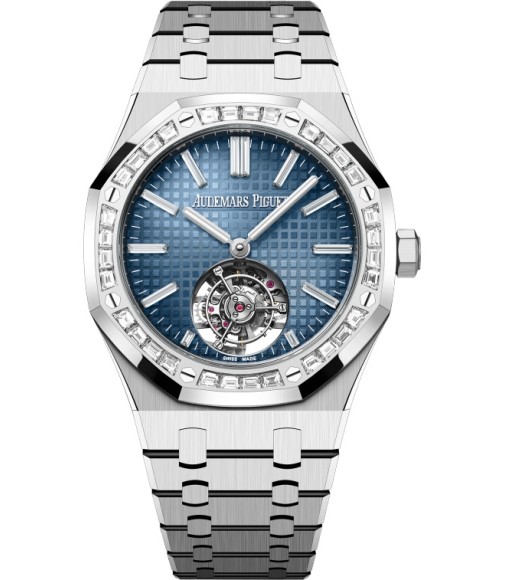 Audemars Piguet Royal Oak Self-Winding Flying Tourbillon White Gold - Baguette / Smoked Blue