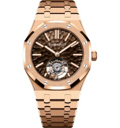 Audemars Piguet 26730OR.GG.1320OR.01 Royal Oak Self-Winding Tourbillon Pink Gold Frosted Dimpled Brown