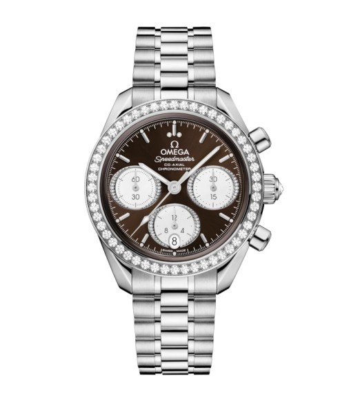 Omega 324.15.38.50.63.001 : Speedmaster Date 38 Stainless Steel - Diamond / Brown / Bracelet