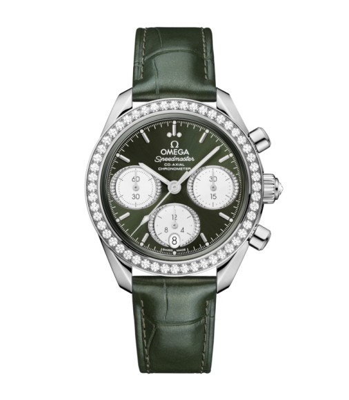 Omega 324.18.38.50.60.001 : Speedmaster Date 38 Stainless Steel - Diamond / Green / Bracelet Omega 324.18.38.50.60.001 : Speedmaster Date 38 Stainless Steel - Diamond / Green / Bracelet