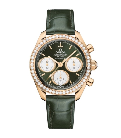 Omega 324.58.38.50.60.001 : Speedmaster Date 38 Moonshine Gold - Diamond / Green Omega 324.58.38.50.60.001 : Speedmaster Date 38 Moonshine Gold - Diamond / Green