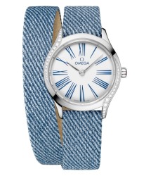 Omega 428.17.26.60.04.009 : Mini Trésor Quartz 26 Stainless Steel - Diamond / White Enamel / Double Tour