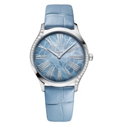Omega 428.18.36.60.03.002 : De Ville Trésor 36 Stainless Steel / Blue - Hydrangea / Alligator