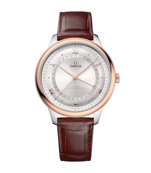 Omega 434.23.42.22.02.001 : De Ville Prestige Co-Axial Master Chronometer Pointer Date 42 Stainless Steel - Sedna Gold / Silver