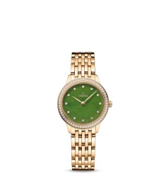 Omega 434.55.28.60.99.001 : De Ville Quartz 27.5 Yellow Gold - Diamond / Jade - Diamond / Bracelet