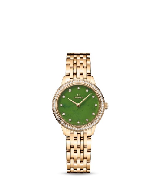 Omega 434.55.28.60.99.001 : De Ville Quartz 27.5 Yellow Gold - Diamond / Jade - Diamond / Bracelet