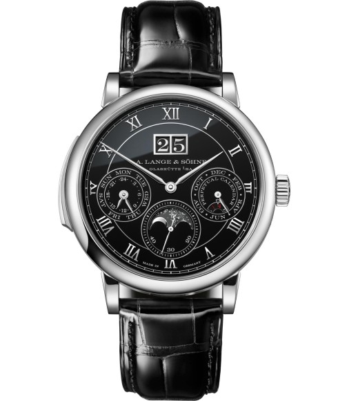 A. Lange& Söhne 607.091FE : Saxonia Minute Repeater Perpetual Platinum / Black Enamel
