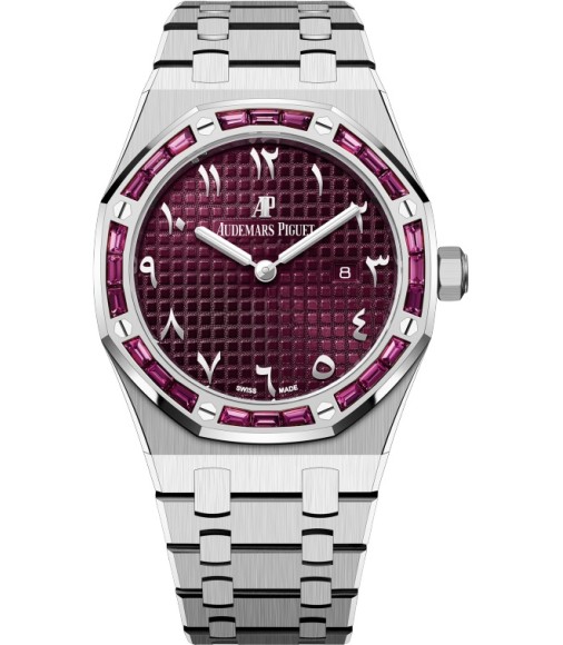 Audemars Piguet Royal Oak 67656BC.GR.1261BC.01 White Gold Garnets Purple Dial Eastern Arabic
