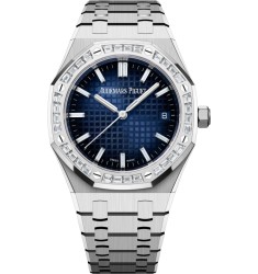 Audemars Piguet Royal Oak Selfwinding 34 White Gold Diamond Blue Watch 77451BC.ZZ.1261BC.01