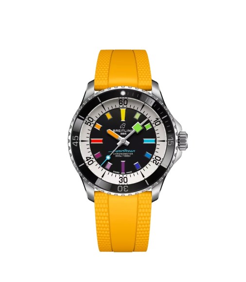 Breitling A17375211B2S4 : SuperOcean Automatic 42 Stainless Steel / Black - Rainbow / Rubber Breitling A17375211B2S4 : SuperOcean Automatic 42 Stainless Steel / Black - Rainbow / Rubber