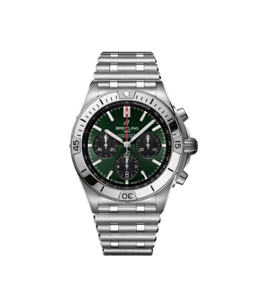 Breitling AB0134101L2A1 : Chronomat B01 42 Stainless Steel / Green / Rouleaux