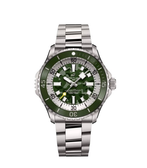 Breitling E10379D31L1E1 : SuperOcean Automatic 46 Super Diver Titanium /  Green Camouflage / Bracelet
