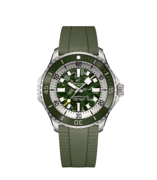 Breitling E10379D31L1S1 : SuperOcean Automatic 46 Super Diver Titanium /  Green Camouflage / Rubber