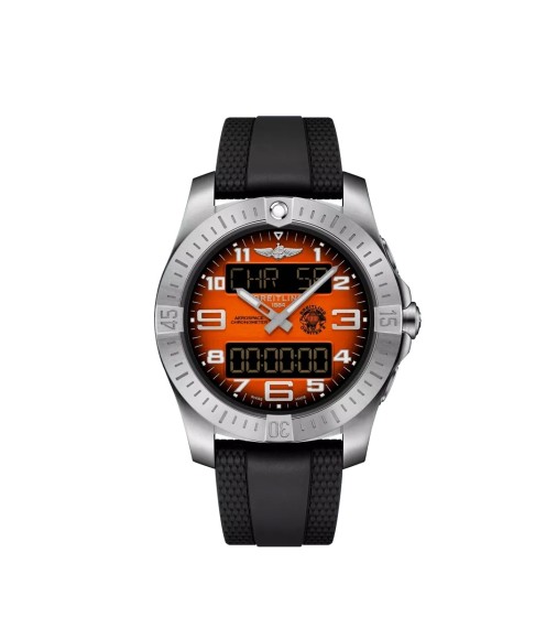 Breitling EB70101A1O1S1 : Aerospace B70 Orbiter Titanium / Orange / Rubber