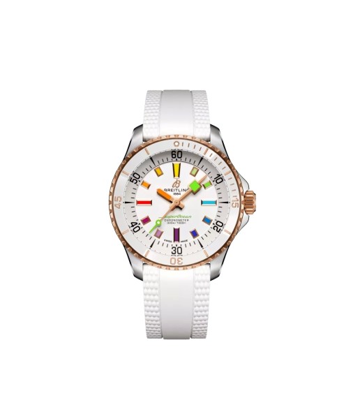 Breitling U17377211A1S1 : SuperOcean Automatic 36 Stainless Steel - Red Gold / White - Rainbow