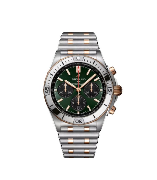 Breitling UB0134131L1U1 : Chronomat B01 42 Stainless Steel - Red Gold / Green / Rouleaux