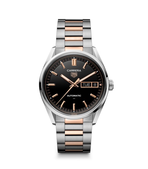 TAG Heuer WDA2111.BD0001 : Carrera Day Date Stainless Steel - Red Gold / Black / Bracelet TAG Heuer WDA2111.BD0001 : Carrera Day Date Stainless Steel - Red Gold / Black / Bracelet