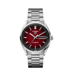 TAG Heuer WDA2113.BA0043 : Carrera Day Date Stainless Steel / Smokey Red / Bracelet