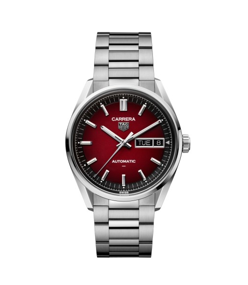 TAG Heuer WDA2113.BA0043 : Carrera Day Date Stainless Steel / Smokey Red / Bracelet