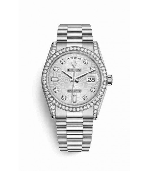 Rolex Day-Date 36 18 ct white gold lugs set diamonds 118389 Silver Jubilee design set diamonds Dial Watch