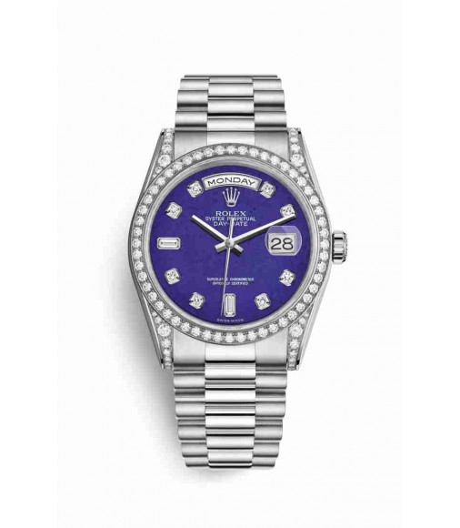 Rolex Day-Date 36 18 ct white gold lugs set diamonds 118389 Lapis Lazuli diamonds Dial Watch