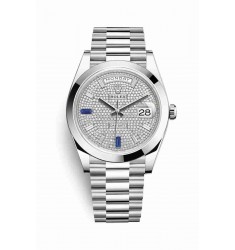 Rolex Day-Date 40 Platinum 228206 Paved diamonds sapphires Dial Watch