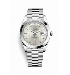 Rolex Day-Date 40 Platinum 228206 Silver stripe motif Dial Watch