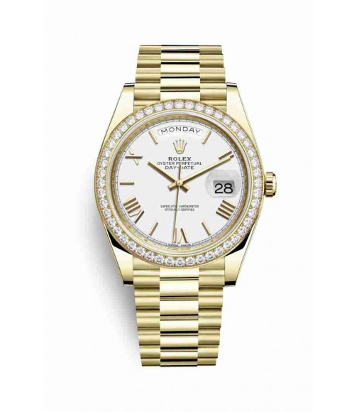 Rolex Day-Date 40 18 ct yellow gold 228348RBR White Dial Watch