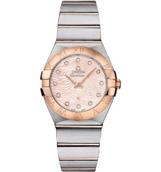 Omega Constellation Quartz 27mm 123.20.27.60.57.004 Pink Diamond Pearl 