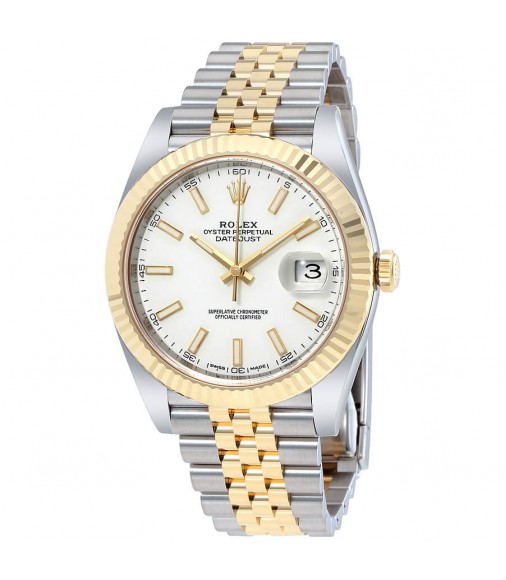 Rolex Datejust 41 126333 White dial steel and 18 K yellow gold jubilee