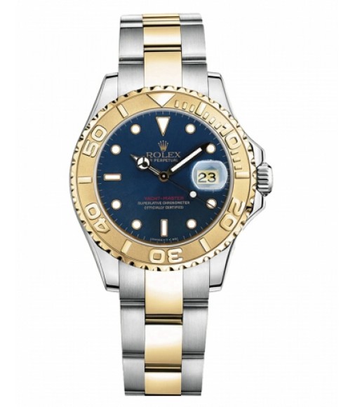 Replica Rolex Yacht-Master Stainless Steel Blue dial Ladies Watch 169623B