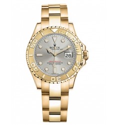 Replica Rolex Yacht-Master Yellow Gold Gray dial Ladies Watch 169628G