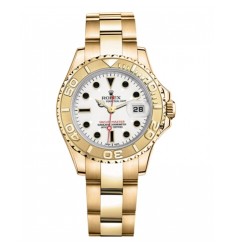 Replica Rolex Yacht-Master Yellow Gold White dial Ladies Watch 169628W