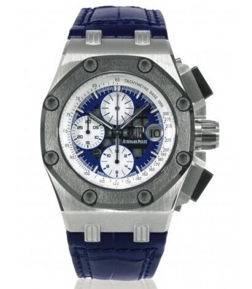 Audemars Piguet Blue Dial Crocodile Leather Strap Mens Chronograph Watch Replica 26078PO.OO.D018CR.01