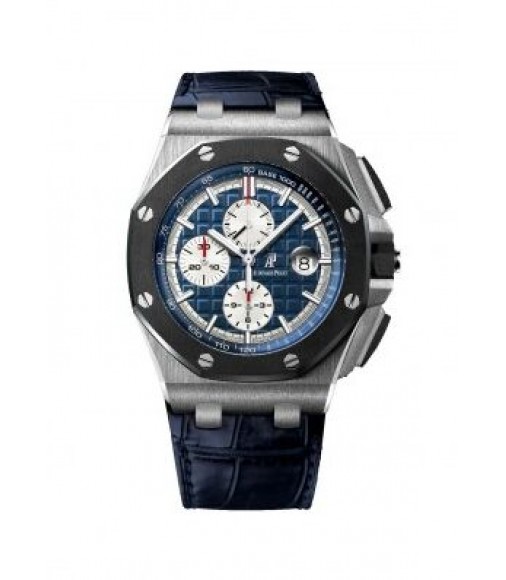 Audemars Piguet Royal Oak Offshore Blue Alligator Leather Mens Watch  Replica 26401PO.OO.A018CR.01