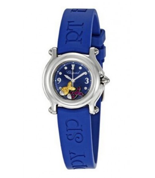 Chopard Happy Beach Jeweled Fish Steel Blue Mini Ladies Watch Replica 27/8923-402