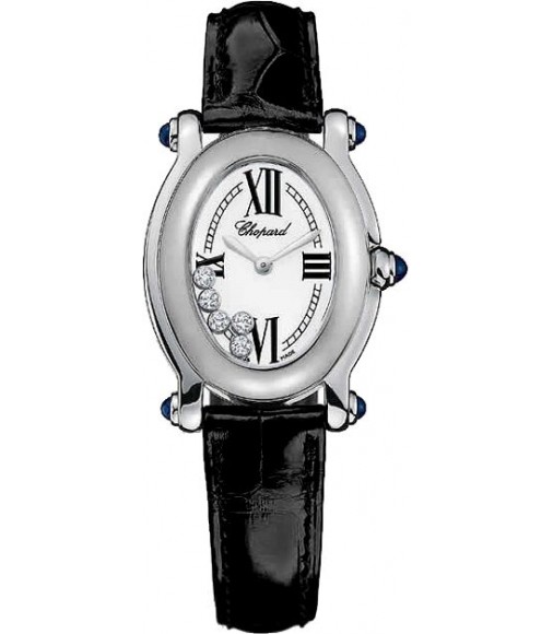 Chopard Happy Sport Oval 5 Floating Diamonds Ladies Watch Replica 277465-1005