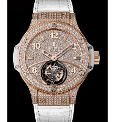 Hublot Big Bang Gold White Tourbillon Full Pave replica watch 345.PE.9010.LR.1704 