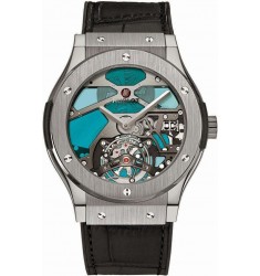 Hublot Classic Fusion Tourbillon Titanium Blue Vitrail. replica watch 502.NX.0003.LR 